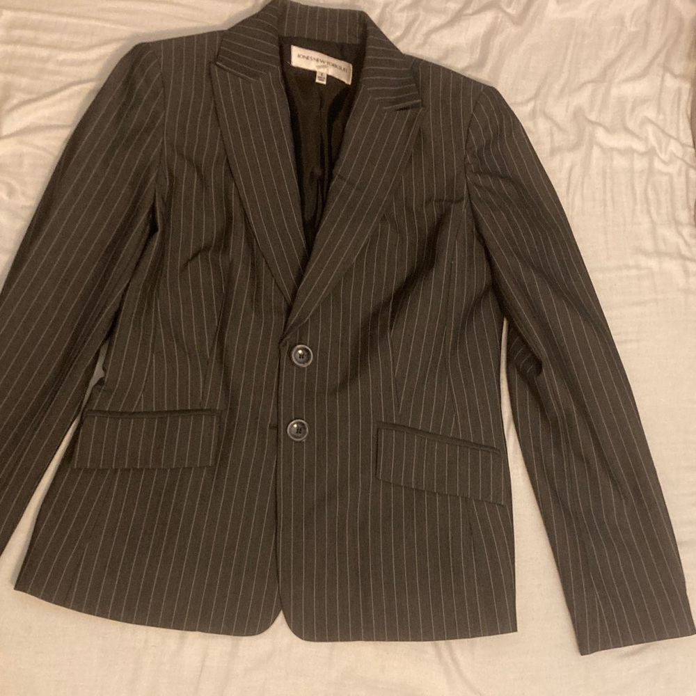 Jones New York Gray Pinstripe Suit Jacket